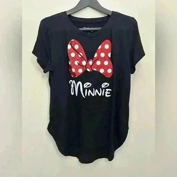 Disney Minnie Mouse Red Sparkle Polka Dot Bow T-Shirt Girls Size XL (15/17) - Picture 1 of 6